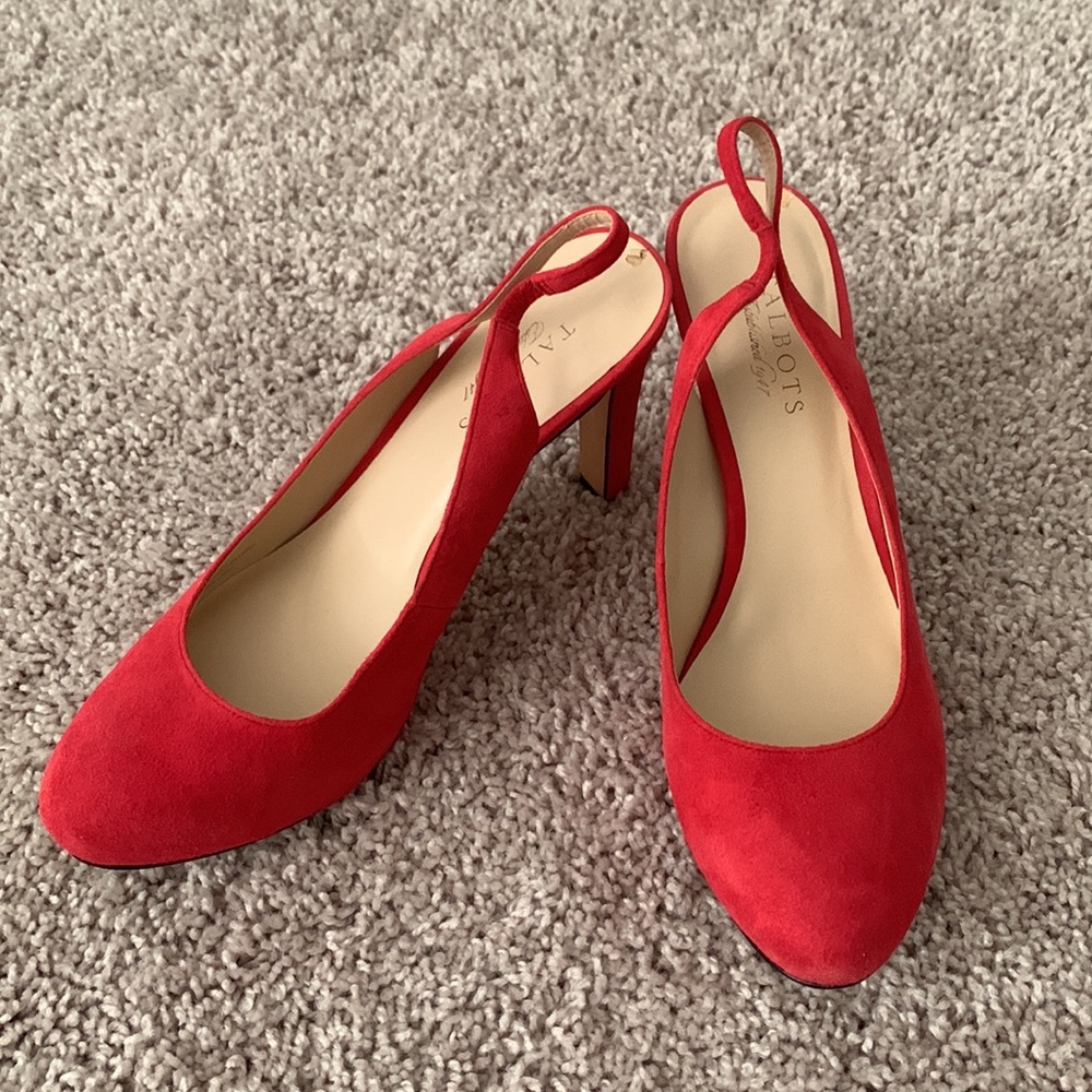 Red suede heels